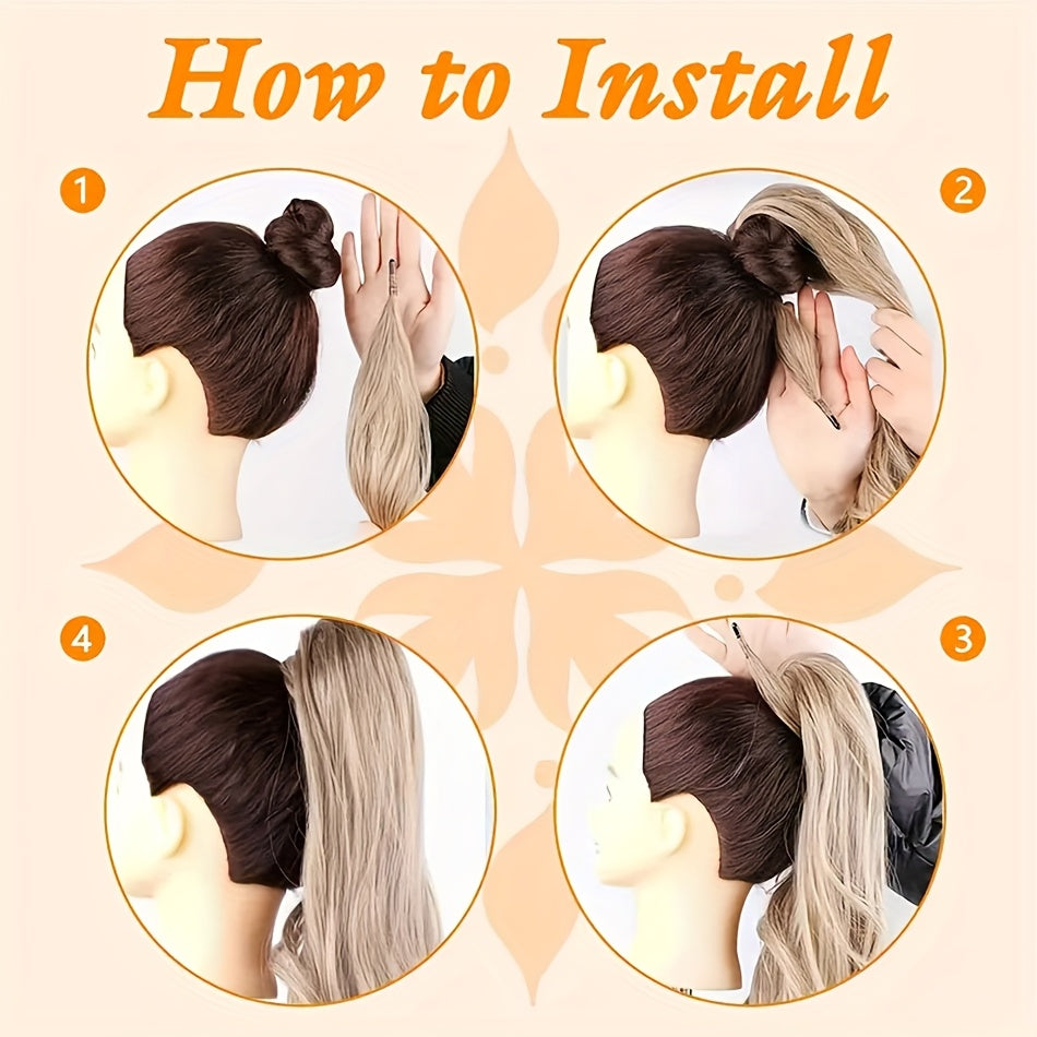 Ponytail Extension 81.28 cm Flexible Wrap Around Ponytail Hair Extensions Long Curly Pony Tails Hair Extensions Wavy Hair Ponytails Hairpieces for Women