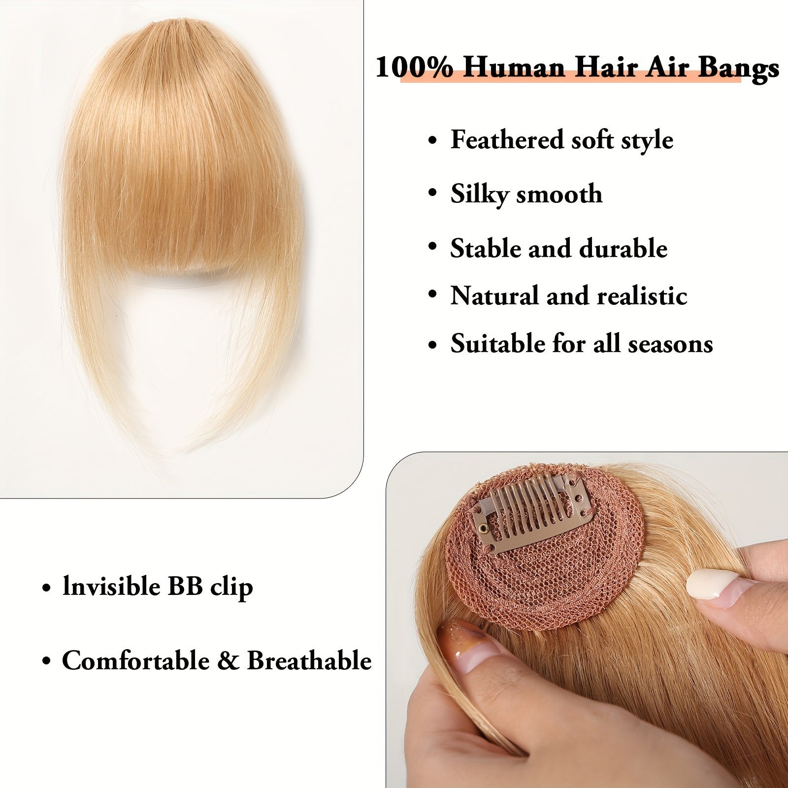 100% Human Bangs Hair Clip in Bangs Real Human Hair Wispy Bangs Hair Length 10.16 cm Net Weight 9 grams Hairpieces for Women Clip on Air Bangs Flat Neat Bangs Hair Extension for Daily Wear Natural Soft