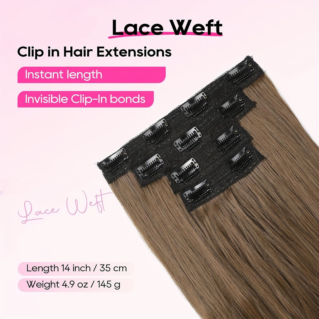 [Wavy Hair Extensions] 4pcs NAYOO Clip-In Short Beach Wavy Hair Extensions | Invisible Lace Weft, Natural Soft Hairpieces for Women, 14" Heat-Resistant Synthetic Hair, Easy Apply & Style for Everyday & Special Occasions