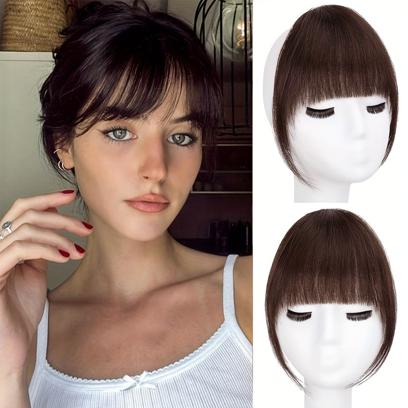 Style Flex, Chic 6-Inch Clip-In Bangs for Women - Straight Synthetic Hairpiece, Versatile Daily Wear