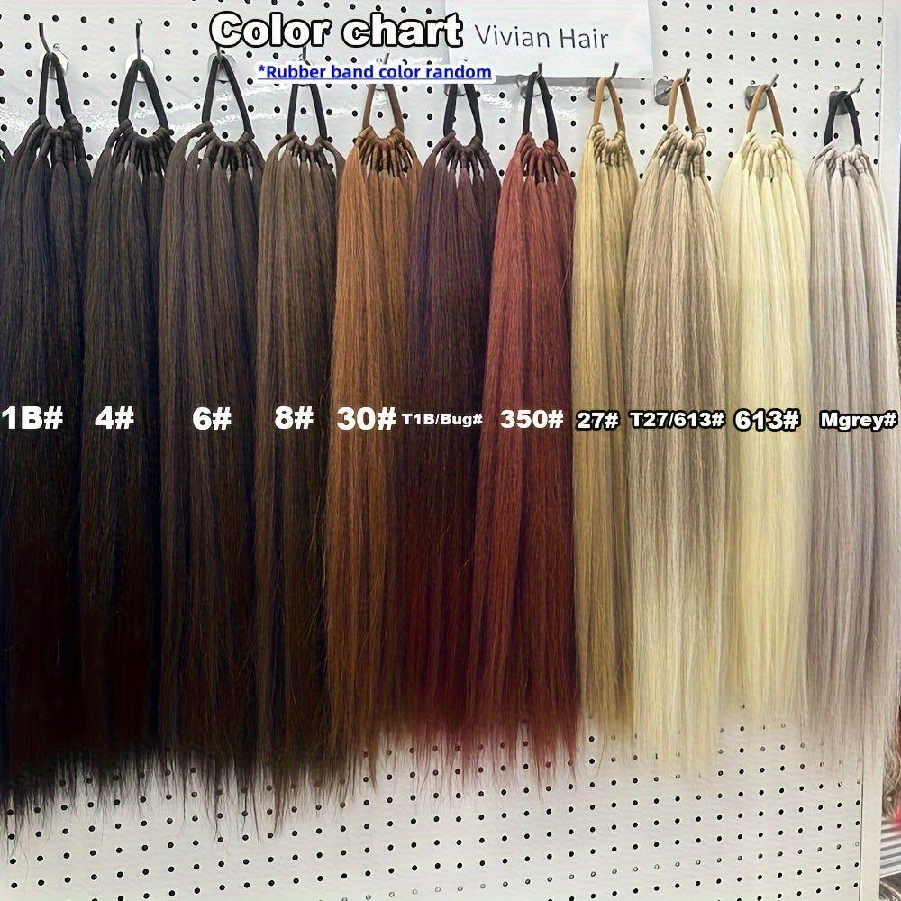 [Yaki Straight Ponytail] 28-Inch Yaki Straight High-Temperature Synthetic Ponytail Extension | Elastic Rubber Band Attachment | Versatile & Durable for Daily Use, Ponytail Hair Extensions
