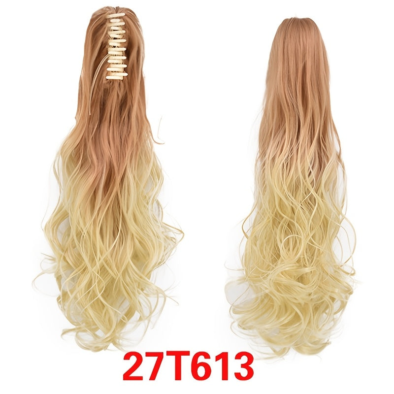 Elegant 12-Color Claw Clip Ponytail Extension - Curly Wavy Synthetic Hair for All Genders, Versatile & Stylish