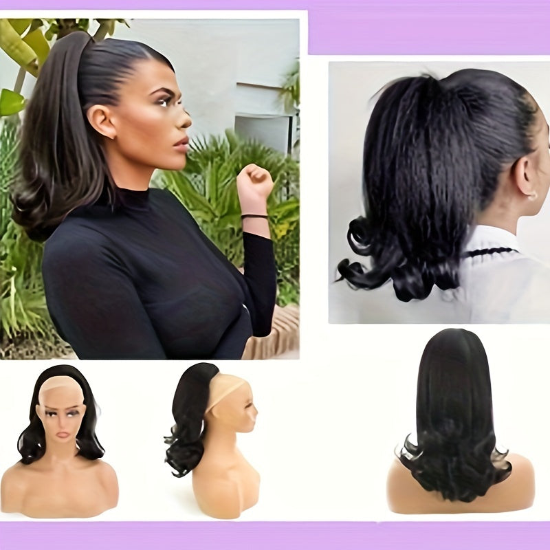 Kinky Straight Drawstring Ponytail Synthetic Hair Extensions Tail Warping Ponytail Hair for Natural Fluffy Yaki Straight Ponytai