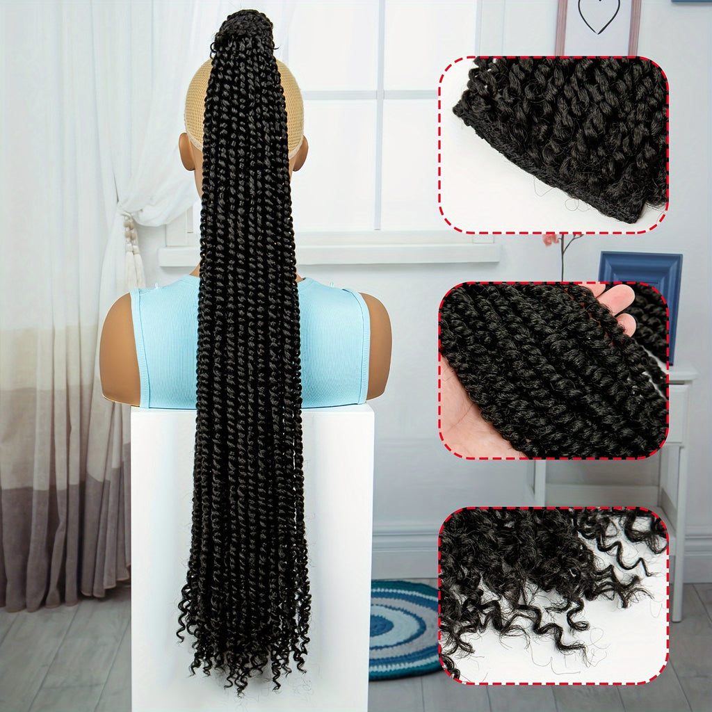 Elegant Long Braided Ponytail Extension for Women - Soft Synthetic Hairpiece with Drawstring, Versatile & Natural-Looking, Perfect for Daily Wear and Parties