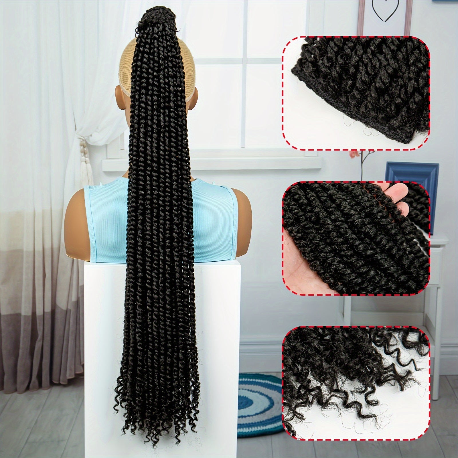 Elegant Long Braided Ponytail Extension for Women - Soft Synthetic Hairpiece with Drawstring, Versatile & Natural-Looking, Perfect for Daily Wear and Parties