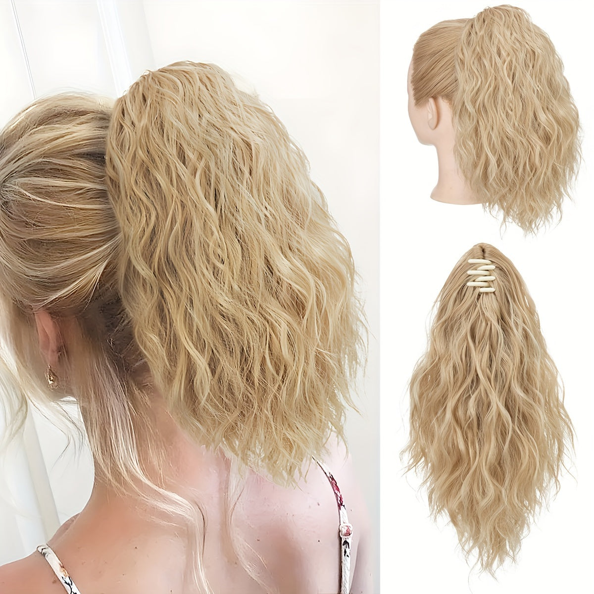 14inch Curly Wavy Fluffy Synthetic Ponytail Hairpieces - Add Volume, Style, and Elegance to Your Hair with Easy Clip-In Design - Perfect for Caucasian Women Seeking a Long, Luscious Look