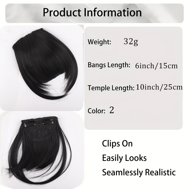 1pc Elegant Straight Synthetic Hair Extensions, Air Anime Bangs for Women, High Temperature Fiber, Invisible Clip, Natural Look, Durable Fake Hair Fringe