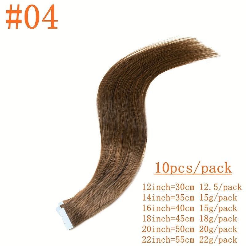 04# Mini Tape In Hair Extensions Human Hair Skin Weft Machine-Remy Natural Tape In Extensions 10pcs For Side Tape On Hair Invisiable Straight Human Hair Extensions