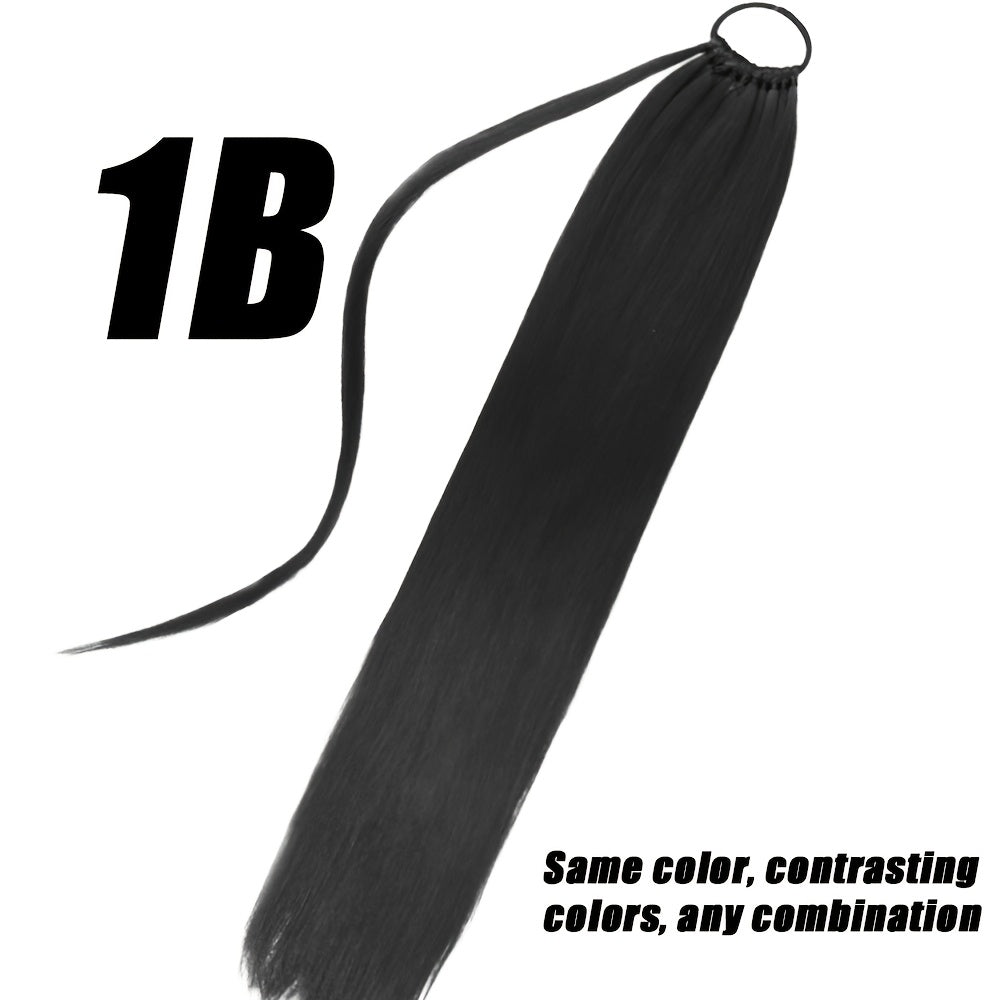 Women'S Long Straight Orange Ponytail Extension, High-Temperature Fiber Synthetic Hair, Basic Style, Daily Wear, Hairpiece for Volume Increase