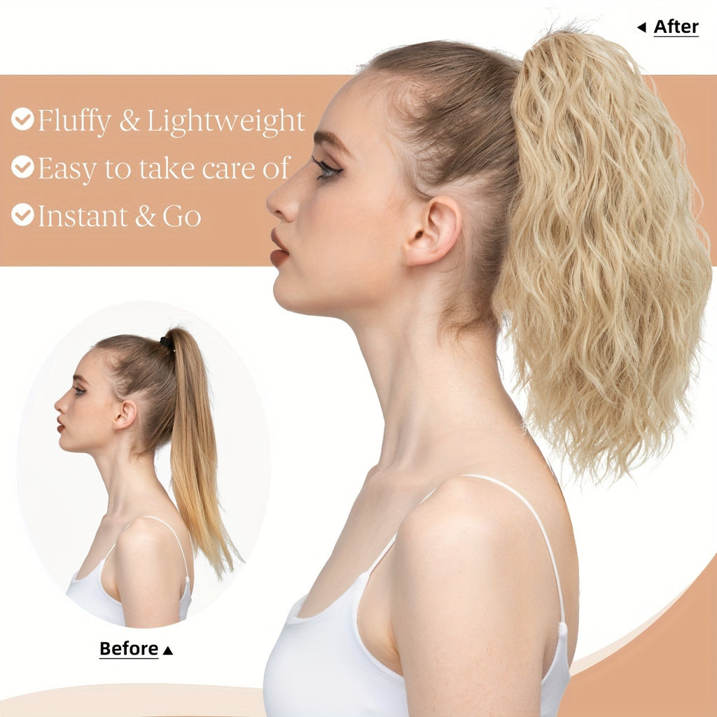 14inch Curly Wavy Fluffy Synthetic Ponytail Hairpieces - Add Volume, Style, and Elegance to Your Hair with Easy Clip-In Design - Perfect for Caucasian Women Seeking a Long, Luscious Look