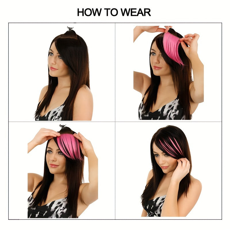 Colorful Fake Air Bangs Hair Clip-In Extension Synthetic Fiber Fringe False Hairpiece For Women For Music Festival Halloween Christmas
