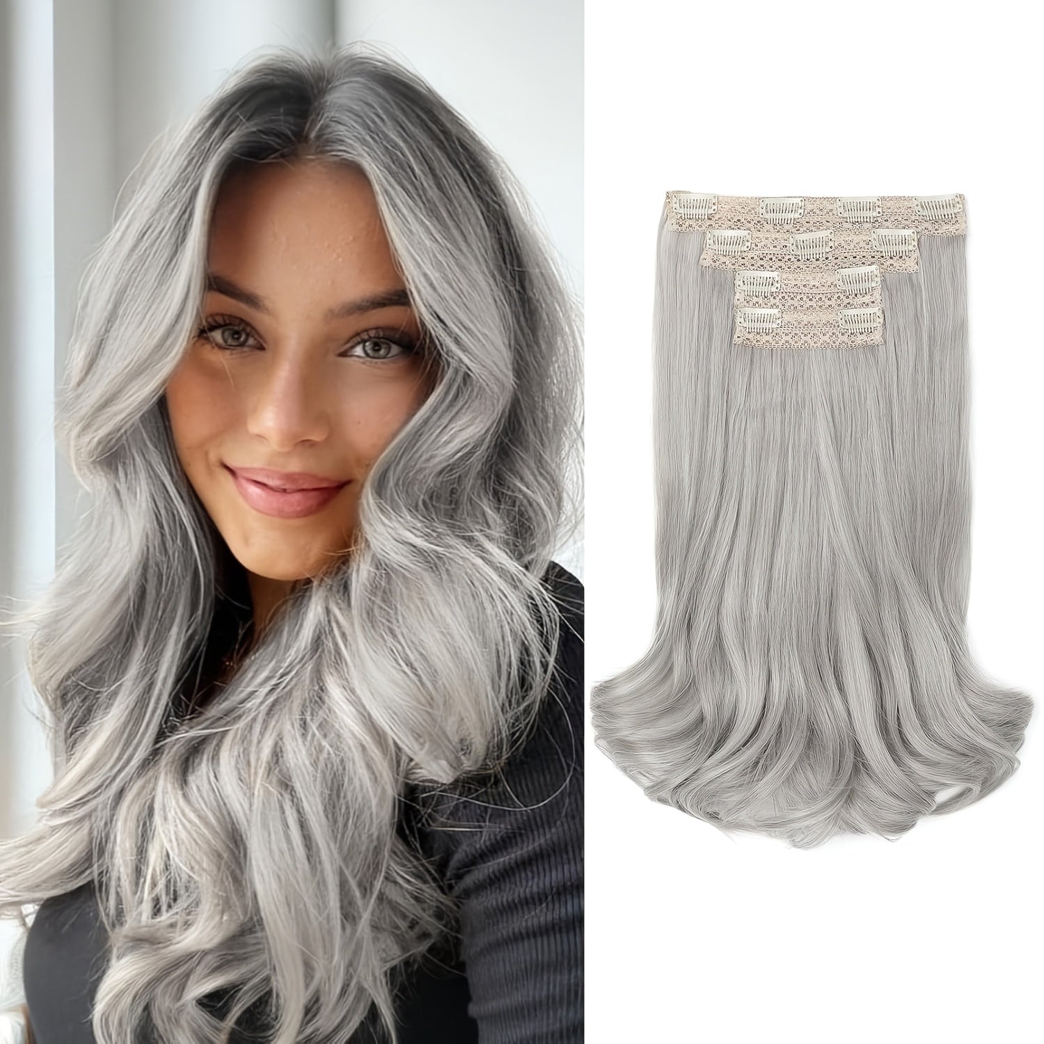 [Wavy Hair Extensions] 4pcs NAYOO Clip-In Short Beach Wavy Hair Extensions | Invisible Lace Weft, Natural Soft Hairpieces for Women, 14" Heat-Resistant Synthetic Hair, Easy Apply & Style for Everyday & Special Occasions