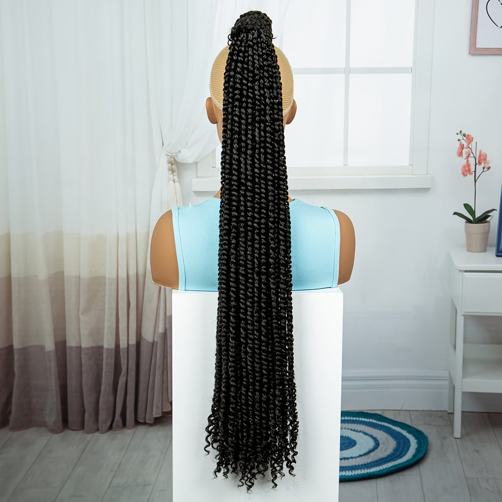 Elegant Long Braided Ponytail Extension for Women - Soft Synthetic Hairpiece with Drawstring, Versatile & Natural-Looking, Perfect for Daily Wear and Parties