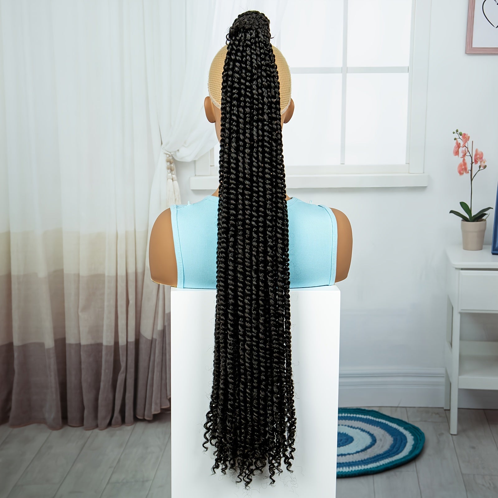 Elegant Long Braided Ponytail Extension for Women - Soft Synthetic Hairpiece with Drawstring, Versatile & Natural-Looking, Perfect for Daily Wear and Parties