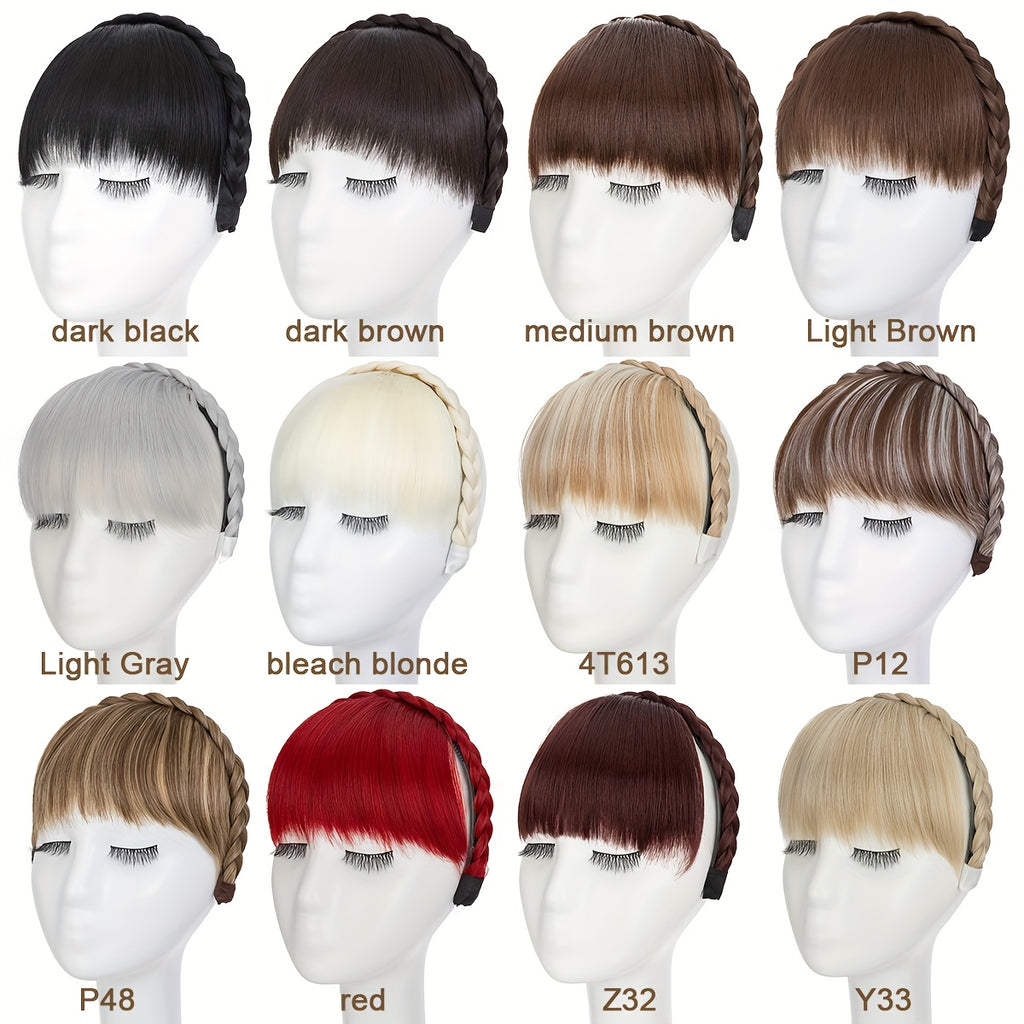 High-Top Hair Accessory 1pc Multi-Color Available Women's Synthetic Clip-In Bangs, Braid Design - Versatile Bangs Piece Suitable for All Hairstyles, Wearable for Daily And Date Outings Halloween