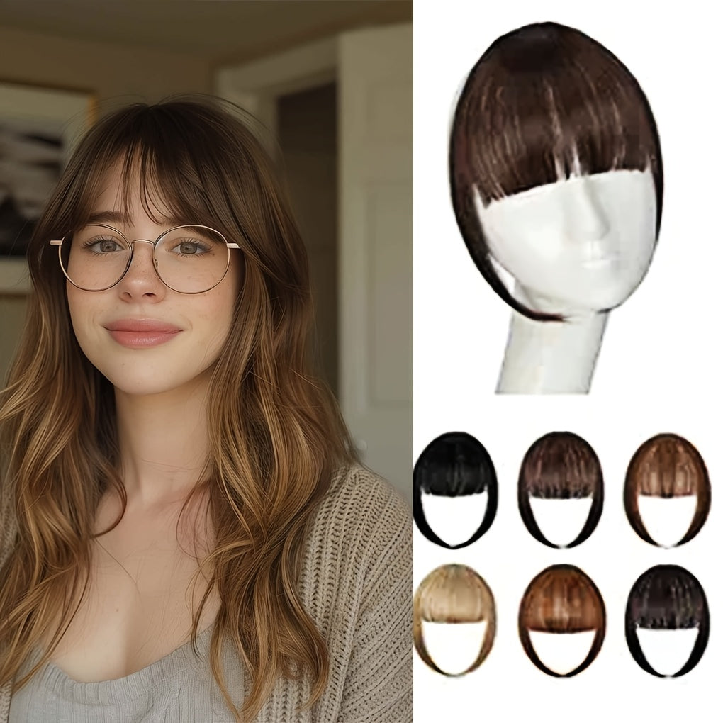 Elegant French-Style Clip-In Bangs with Sideburns, 100% Human Hair, Lightweight & Seamless for Women - Perfect for Daily Wear & Easy Styling, Bangs Clip, Human Hair