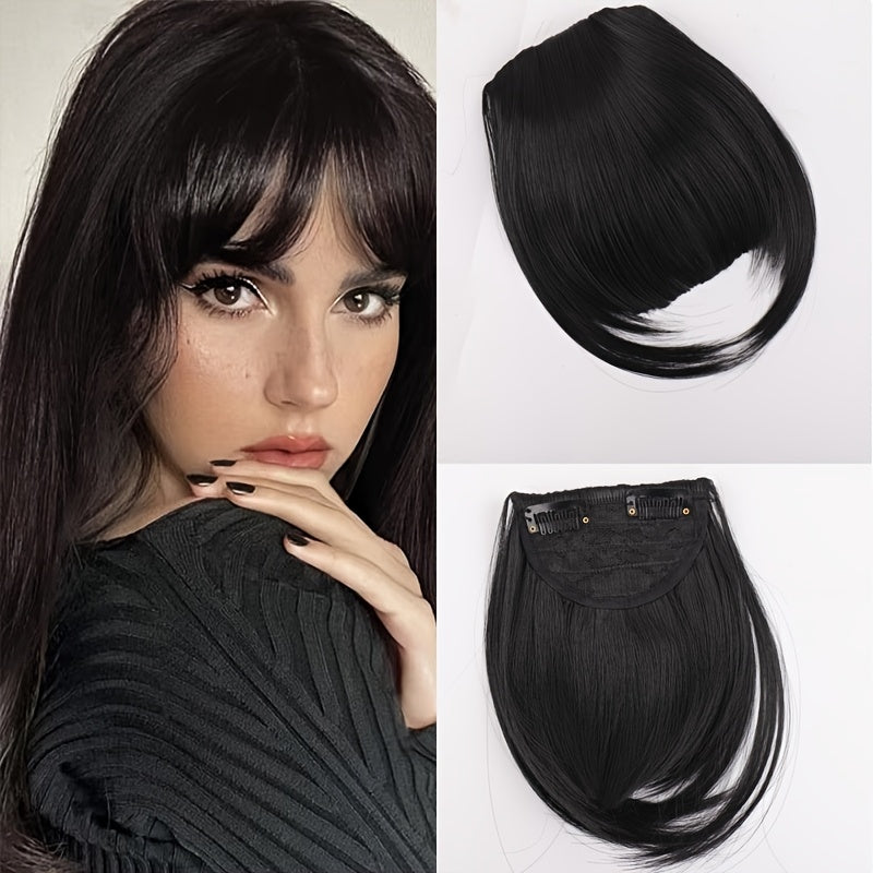 1pc Elegant Straight Synthetic Hair Extensions, Air Anime Bangs for Women, High Temperature Fiber, Invisible Clip, Natural Look, Durable Fake Hair Fringe