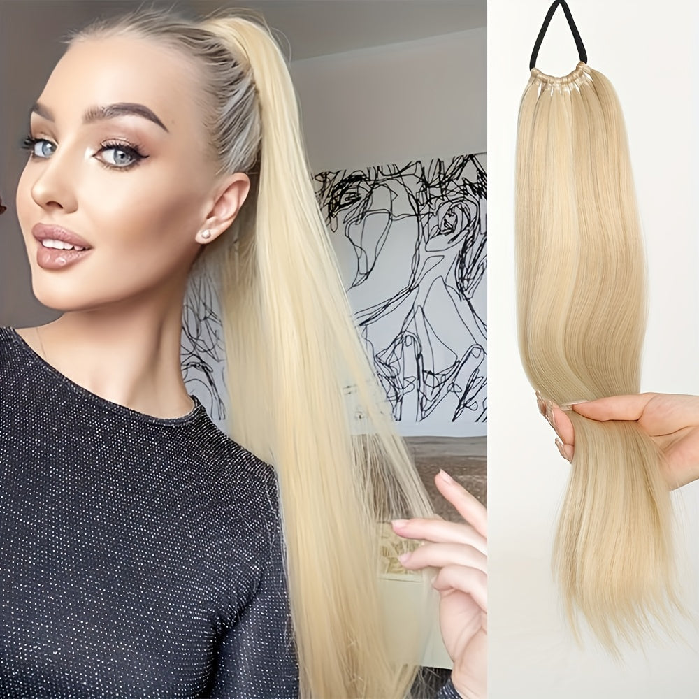24-Inch Straight Synthetic Ponytail Extension for Women - Versatile Clip-In Hairpiece for Everyday & Special Occasions
