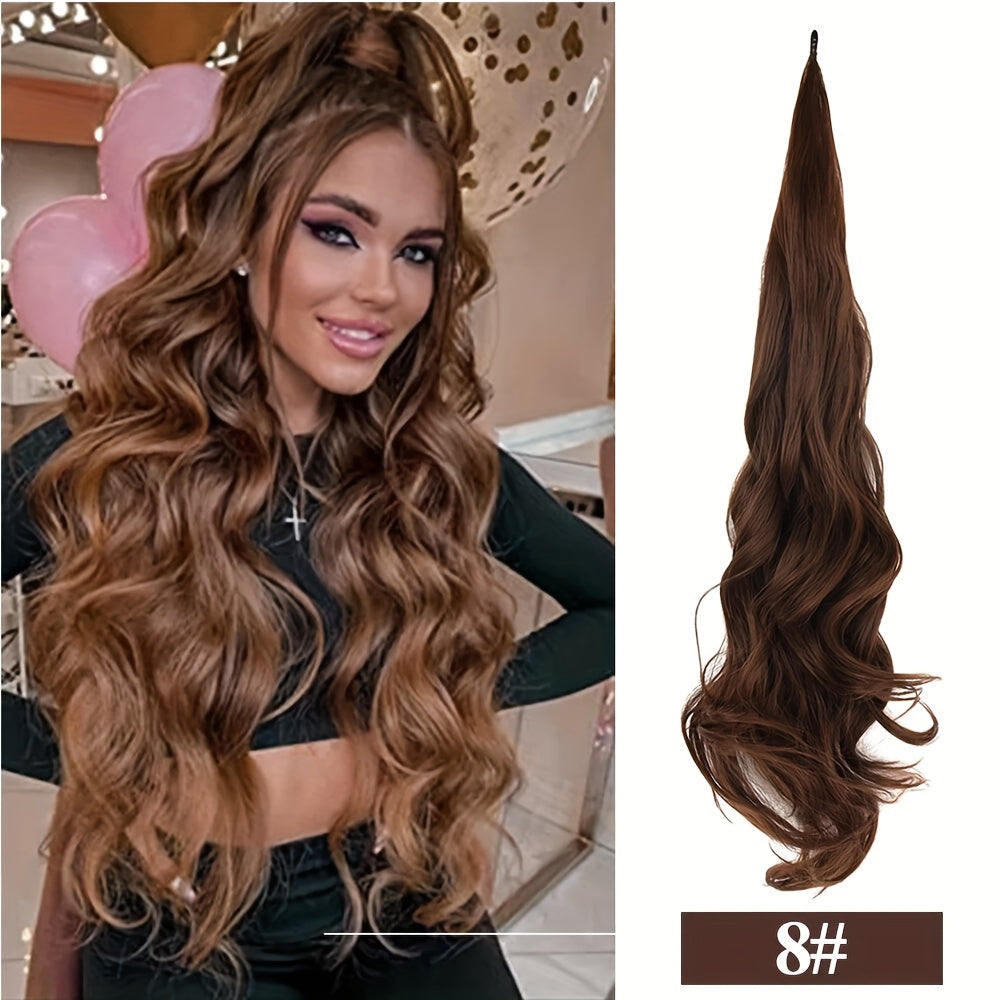 Ponytail Extension 81.28 cm Flexible Wrap Around Ponytail Hair Extensions Long Curly Pony Tails Hair Extensions Wavy Hair Ponytails Hairpieces for Women