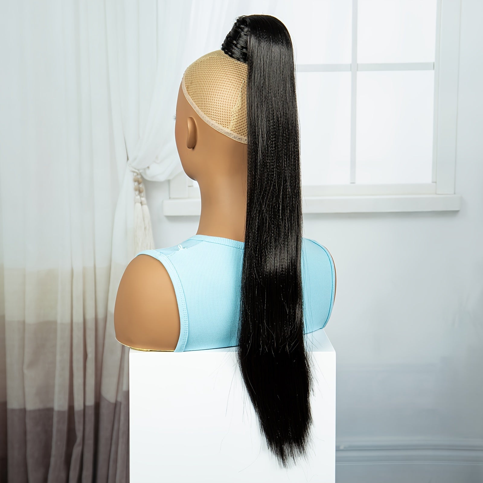 Elegant Straight Ponytail Hair Extension for Women, Synthetic Clip-In Tail Hairpiece, Versatile Accessory for All - Fashion Fiber Chic Ponytail Extension