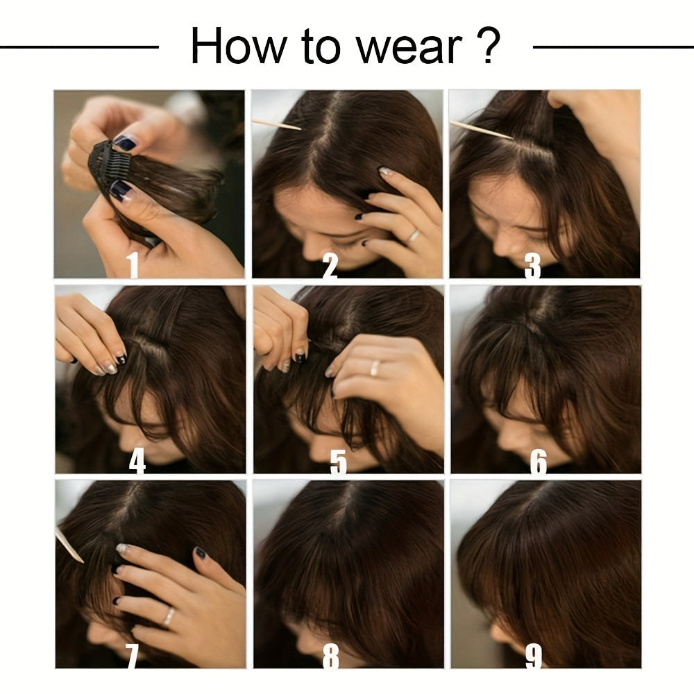 Clip-In Bangs - Invisible & Seamless Lightweight 100% Human Hair, Wispy Bangs with Sideburns, Natural Curved Hair Extensions for Women, Daily Wear & Stylish Look, Stylish Hair Accessory | Natural Hair Look | Lightweight Hairpiece, Hair Extensions