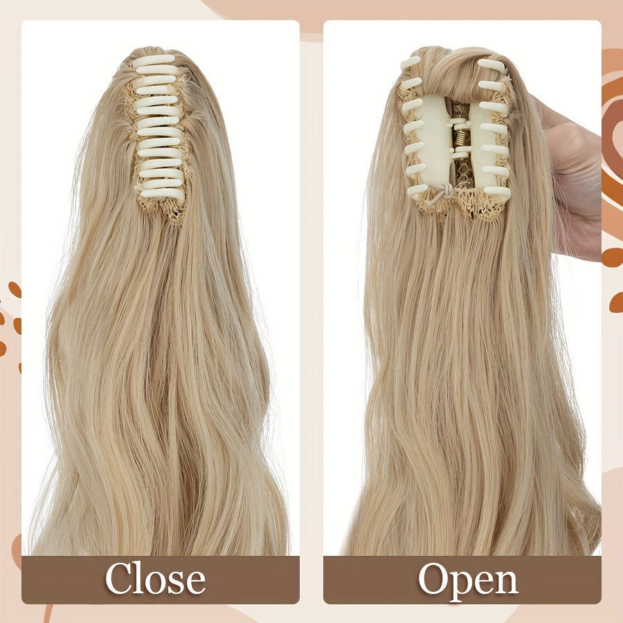 1pc Long 60.96cm Clip-In Ponytail Hair Extensions - Heat-Resistant Synthetic Ponytail with Jaw Clip, Dark Brown/Blonde/Gray/Black/Beige/, Volume & Dimension for Parties, Everyday, Special Events - Women's Hairstyle Addition