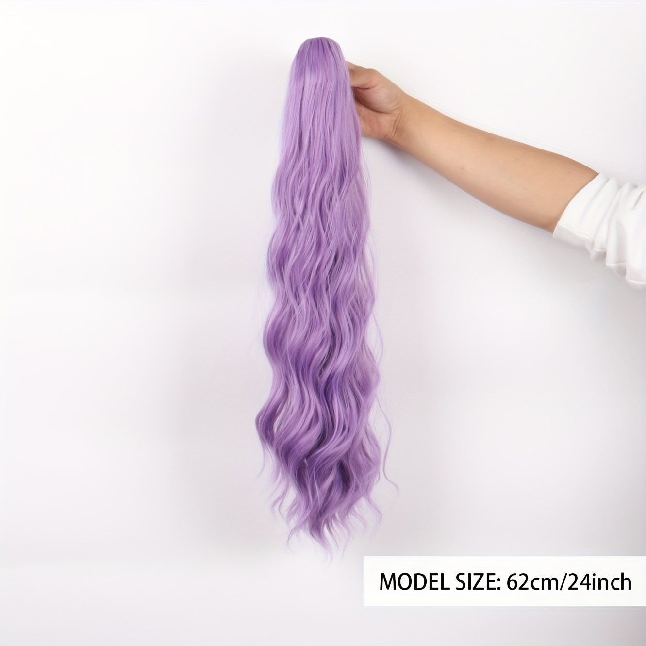 Purple Ponytail Extensions, Long Synthetic Pony Tails Hair Extensions Clip On Ponytails For Women, 60.96cm Claw Ponytail Extension Hair Piece Wavy High Pony Tails Synthetic Heat Friendly Fiber For Girls