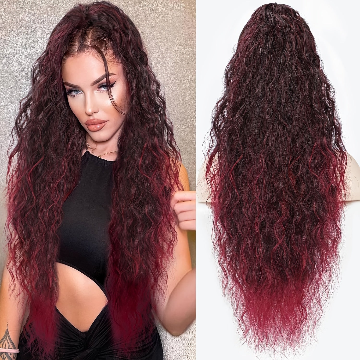 71.12 cm Lightweight Curly Wave Clip-In Hair Extension - Multi-Layered Synthetic Hair for Voluminous Ponytails, Chocolate Brown, Unisex & All Ethnicities, Ponytail Hair Extensions, Versatile Hairpiece, Multilayered Texture, Easy Application Hairpiece
