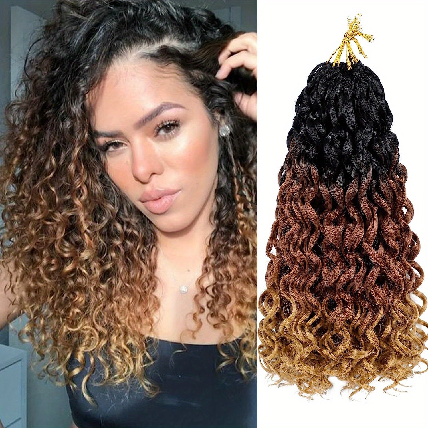 4 Packs Curl Crochet Hair Short Curly Crochet Hair For Women Water Wave Beach Curl Deep Twist Crochet Braids Synthetic Braiding Hair Extensions