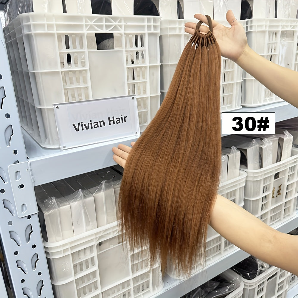 [Yaki Straight Ponytail] 28-Inch Yaki Straight High-Temperature Synthetic Ponytail Extension | Elastic Rubber Band Attachment | Versatile & Durable for Daily Use, Ponytail Hair Extensions