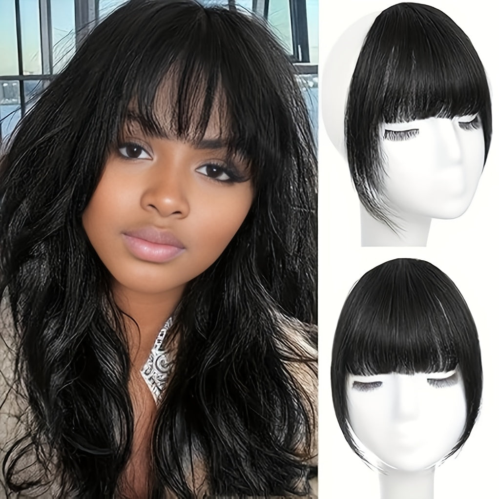 Elegant French-Style Clip-In Bangs with Sideburns, 100% Human Hair, Lightweight & Seamless for Women - Perfect for Daily Wear & Easy Styling, Bangs Clip, Human Hair