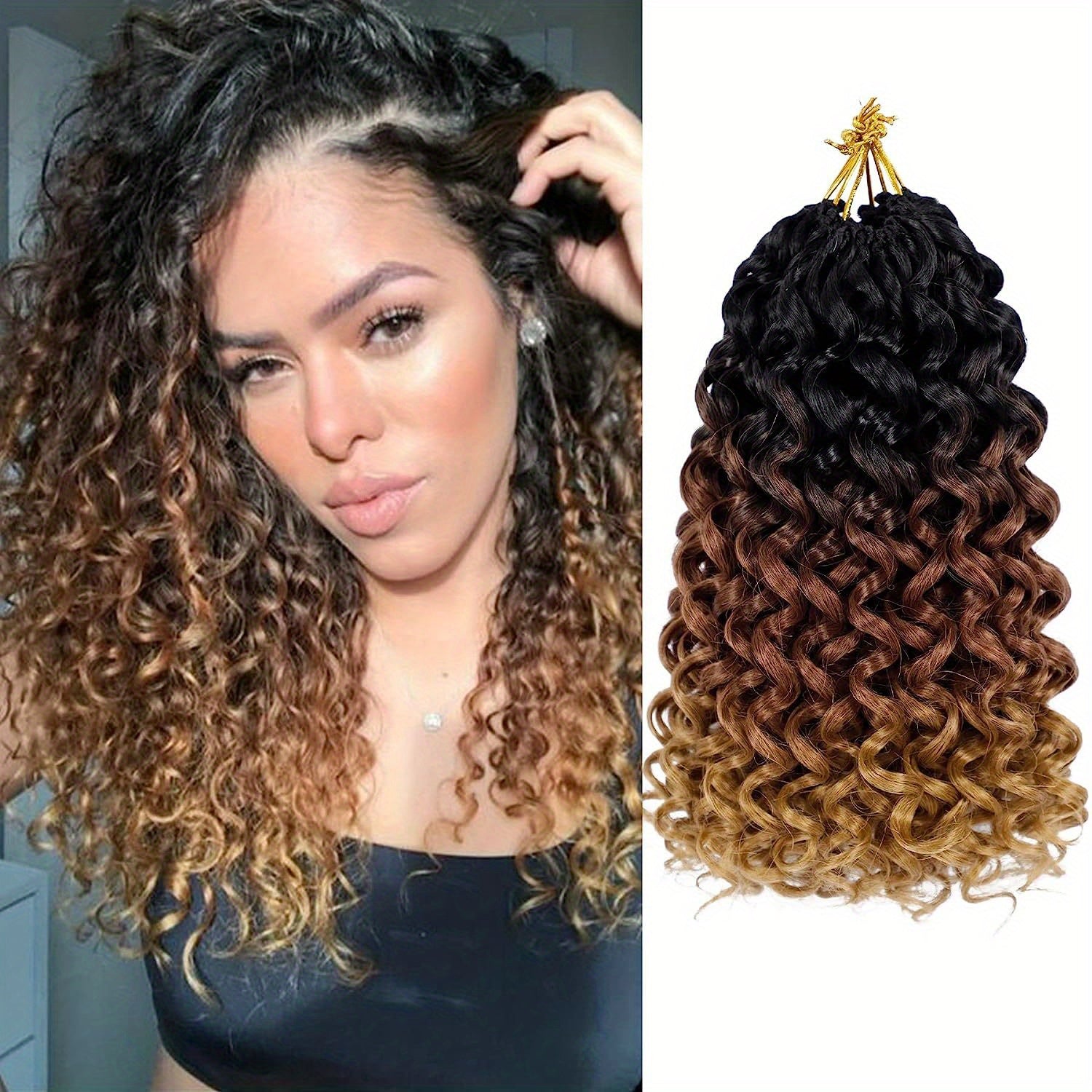 4 Packs Curl Crochet Hair Short Curly Crochet Hair For Women Water Wave Beach Curl Deep Twist Crochet Braids Synthetic Braiding Hair Extensions