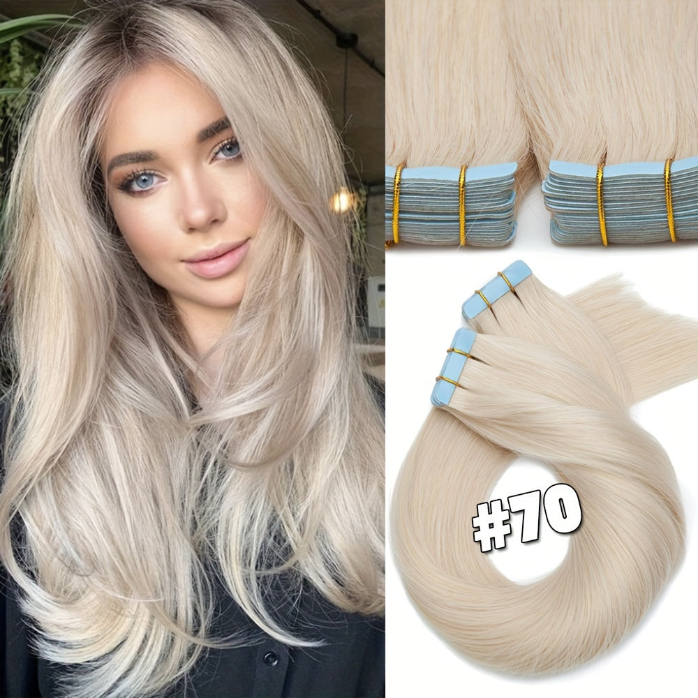 25g/pack 10pcs Tape In Hair Extensions Human Hair Real Human Hair Tape In Extensions Straight Skin Weft100% Remy Seamless Human Hair Extensions For Women 30.48-60.96 cm