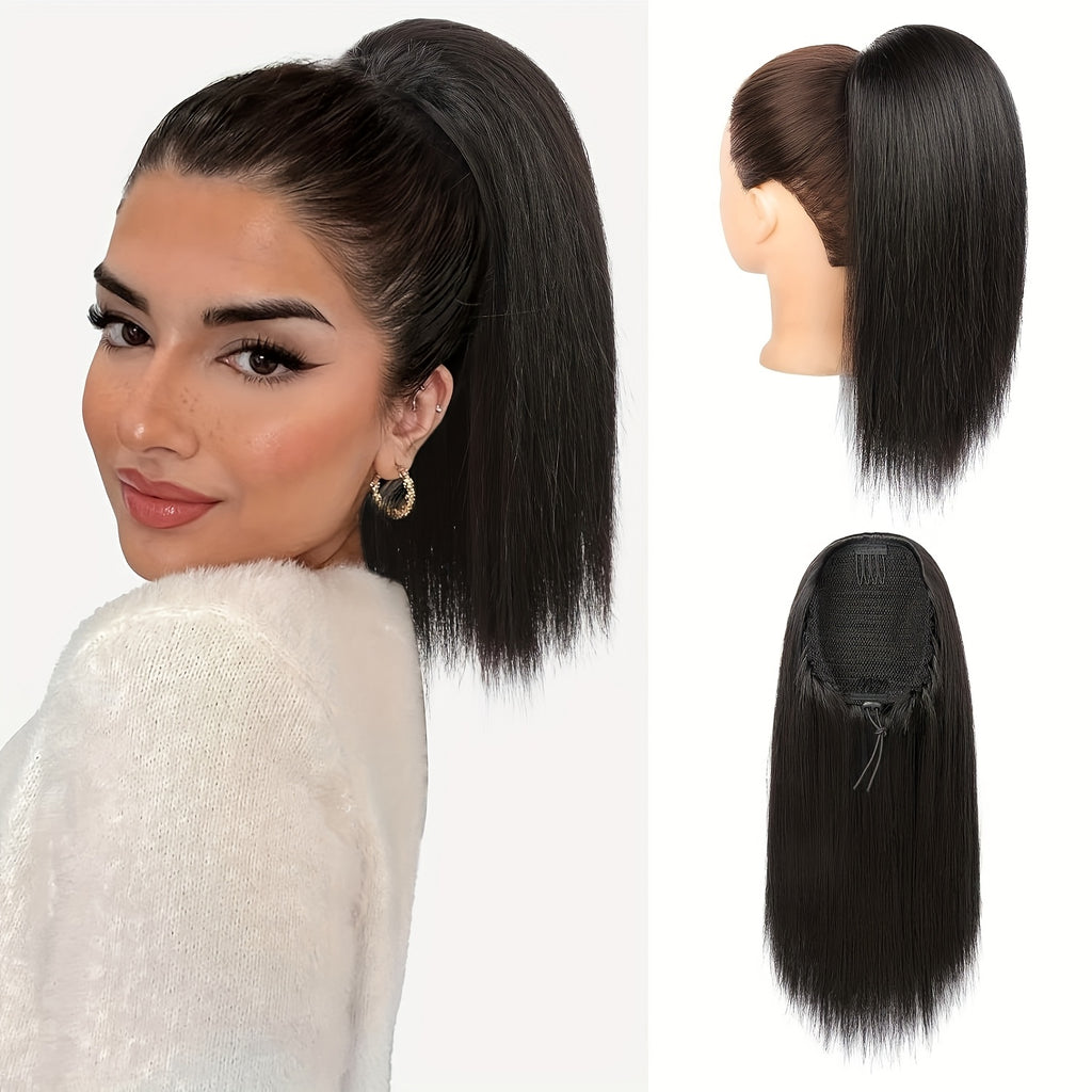 30.48cm Straight Multi-Layered Lightweight Fluffy Ponytail Extension - Tangle-Resistant, Smooth Soft Synthetic Hairpiece for Women, High-Temperature Fiber, Perfect for Short Hair, Hair Extension|Straight Hair Extension|Smooth Texture