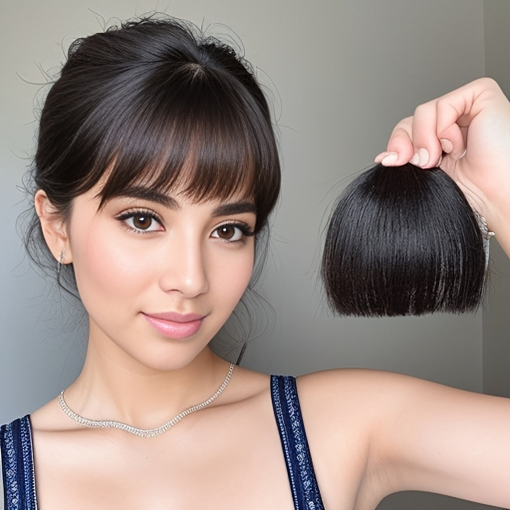Chic Clip-In Bangs for Women - Straight, Natural Look with Temples | Versatile Hairpiece for All Hair Types