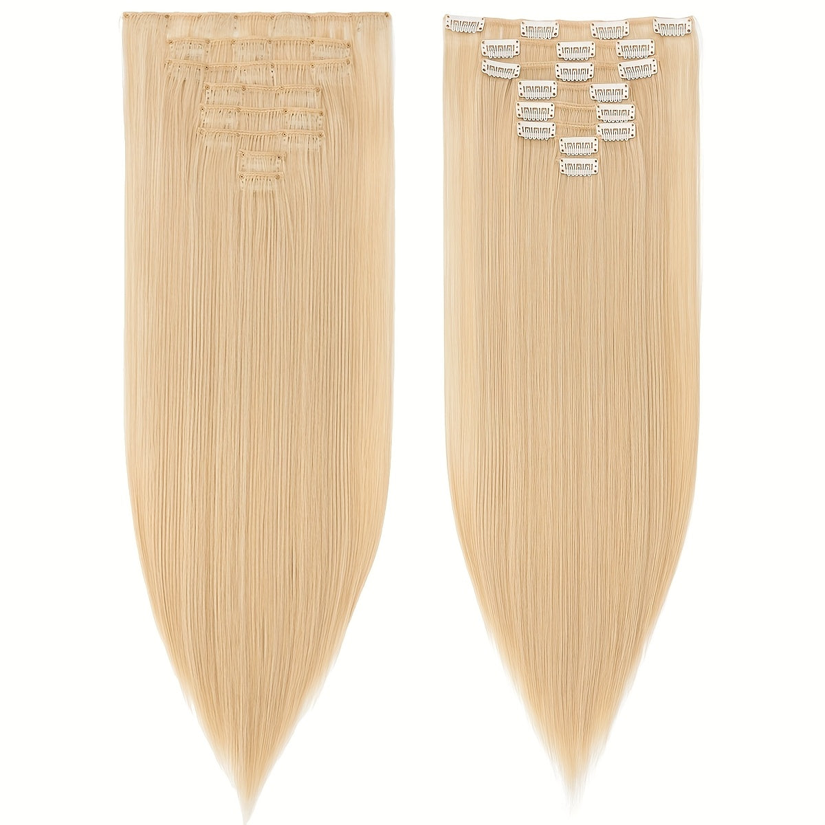Benehair HAIR Hair Extensions Clip In 8pcs 18 Clips Synthetic Fiber Seamless 58.42cm Long Straight Full Head