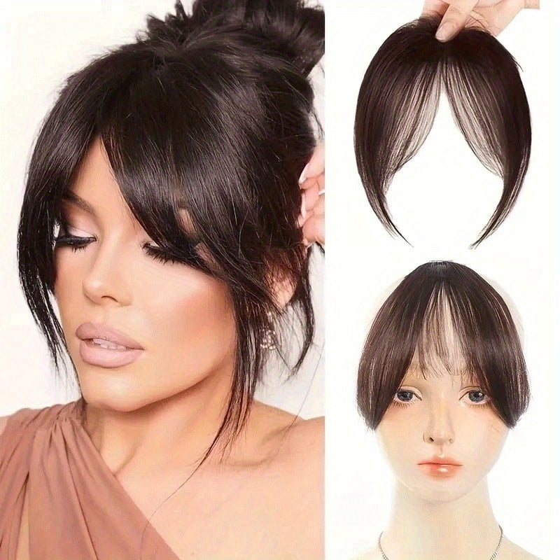 Stylish Clip-In Bang Wig - Synthetic Fiber, Natural Look, No Glue Needed, Perfect for Everyday Styling and Forehead Coverage, Wavy Style Suitable for All Ethnicities
