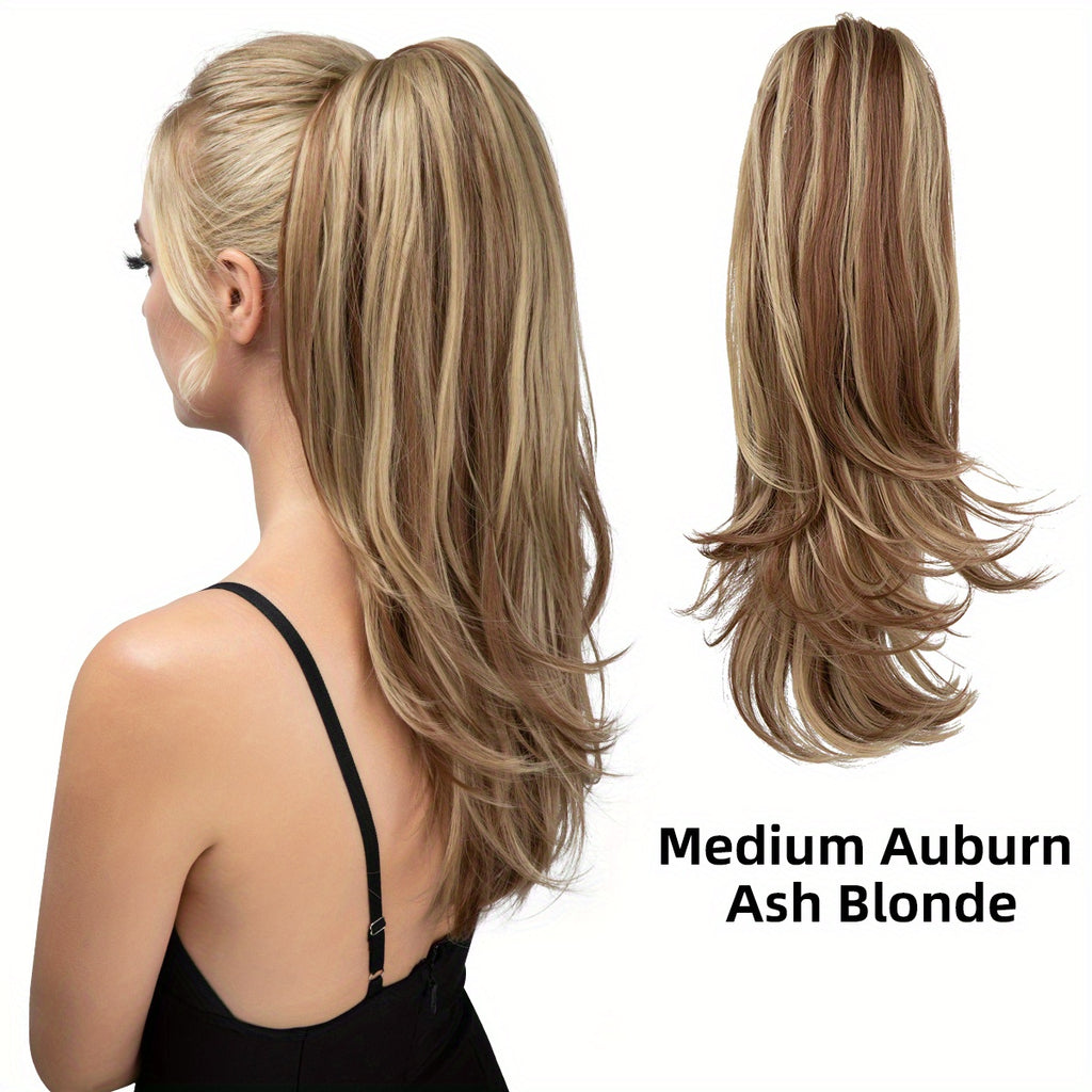 180° Rotating Claw Clip Ponytail Extension for Women - Easy-to-Wear Synthetic Curly Wave Hairpiece, Natural Look with High-Temperature Fiber, Versatile Styling for All Hair Types, Versatile Hairpiece | Curly Wave Design | Secure Fit Clip