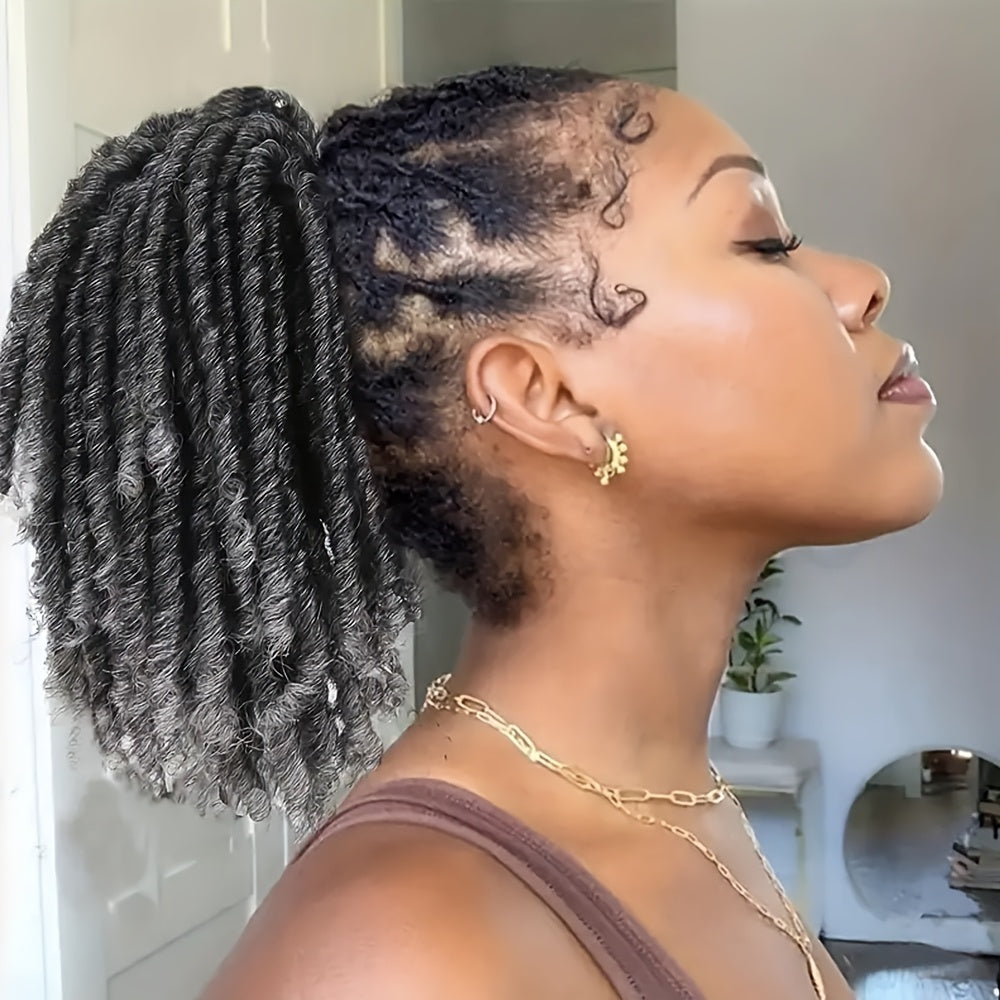 15.24 cm Short Dreadlocks Drawstring Ponytail Hair Extensions Synthetic Faux Locs Clip In Pony Tail Hair Piece for Women