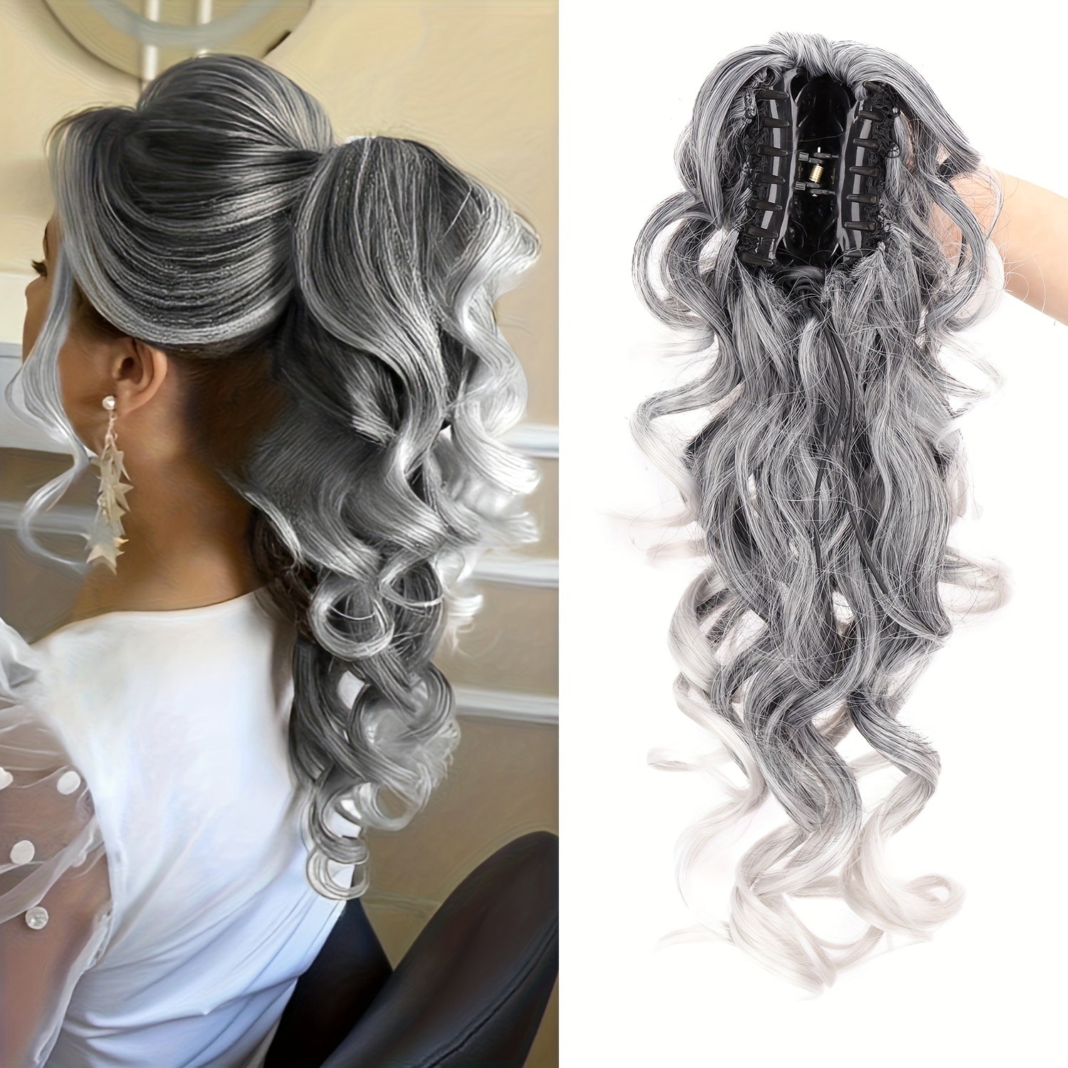 Vintage Ponytail Wig - Stylish Synthetic Heat-Resistant Hairpiece for Casual Attire, Perfect for Halloween and Christmas Celebrations