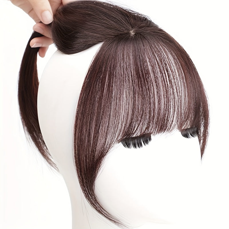 Elegant Clip-In 3D Bangs Hairpiece for Women - Synthetic French Fringe with Temples, Natural-Looking Air Bangs for Daily Wear, Versatile Styling