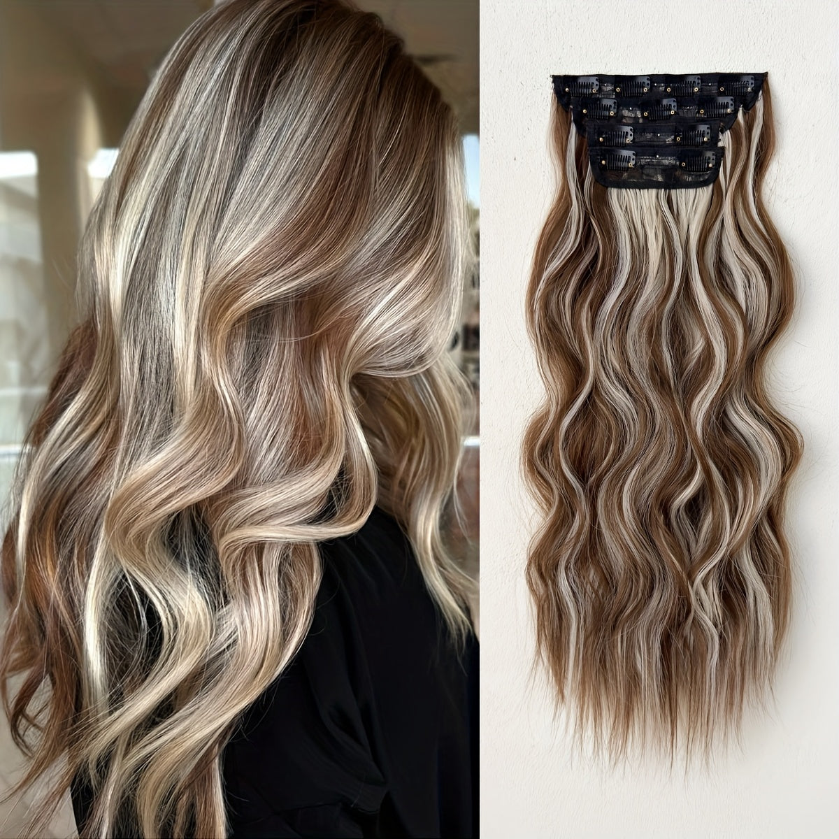 YUSULAXI 22" Heat-Resistant Synthetic Hair Patch - Ombre Curly Wave Extensions for Women, Multi-Ethnic Friendly, Natural Look & Easy Maintenance for Daily Use