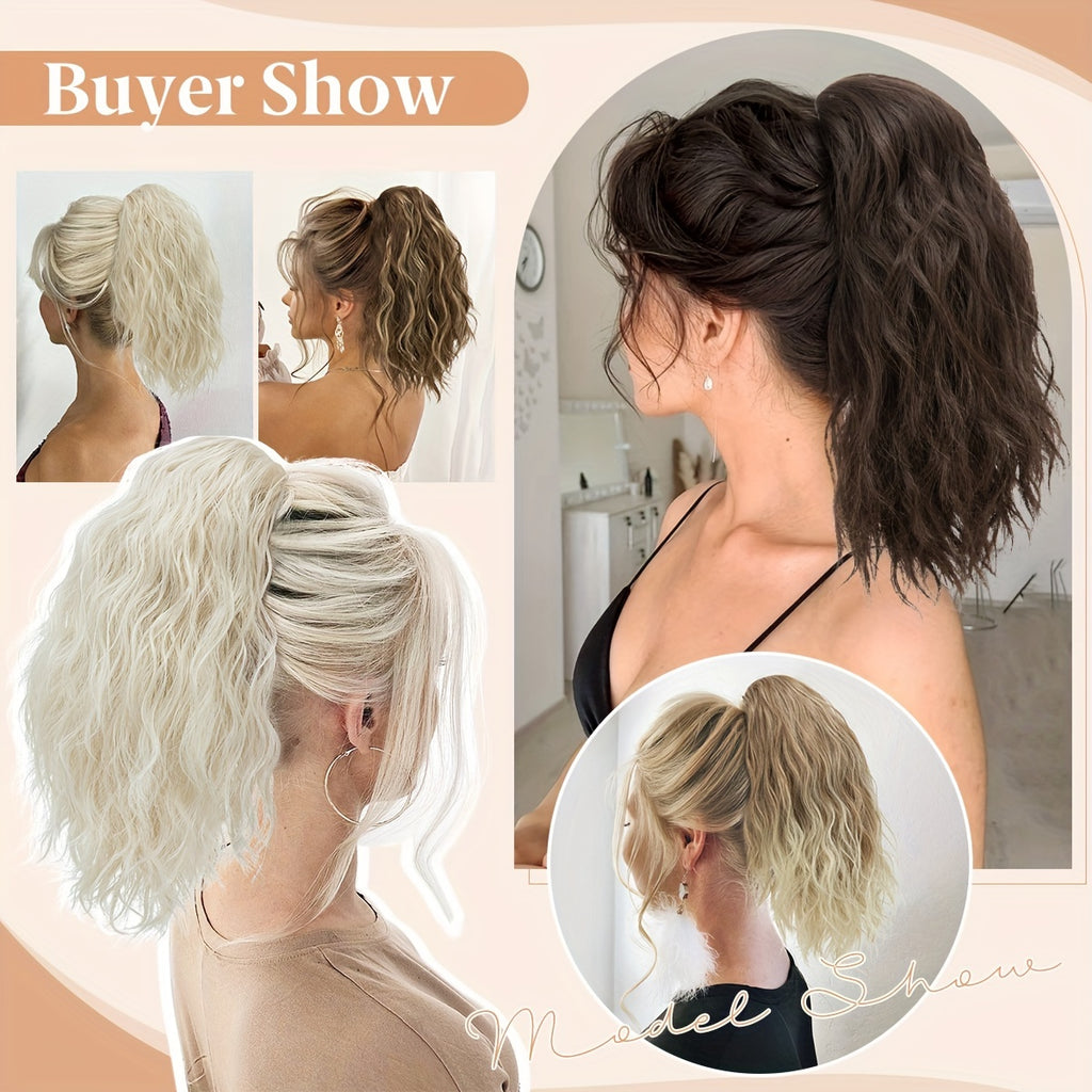 14inch Curly Wavy Fluffy Synthetic Ponytail Hairpieces - Add Volume, Style, and Elegance to Your Hair with Easy Clip-In Design - Perfect for Caucasian Women Seeking a Long, Luscious Look