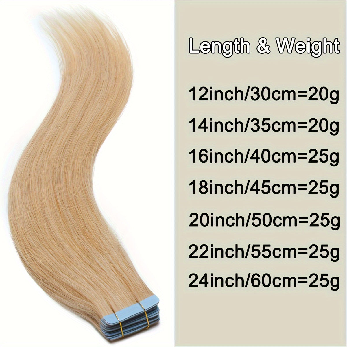 25g/pack 10pcs Tape In Hair Extensions Human Hair Real Human Hair Tape In Extensions Straight Skin Weft100% Remy Seamless Human Hair Extensions For Women 30.48-60.96 cm