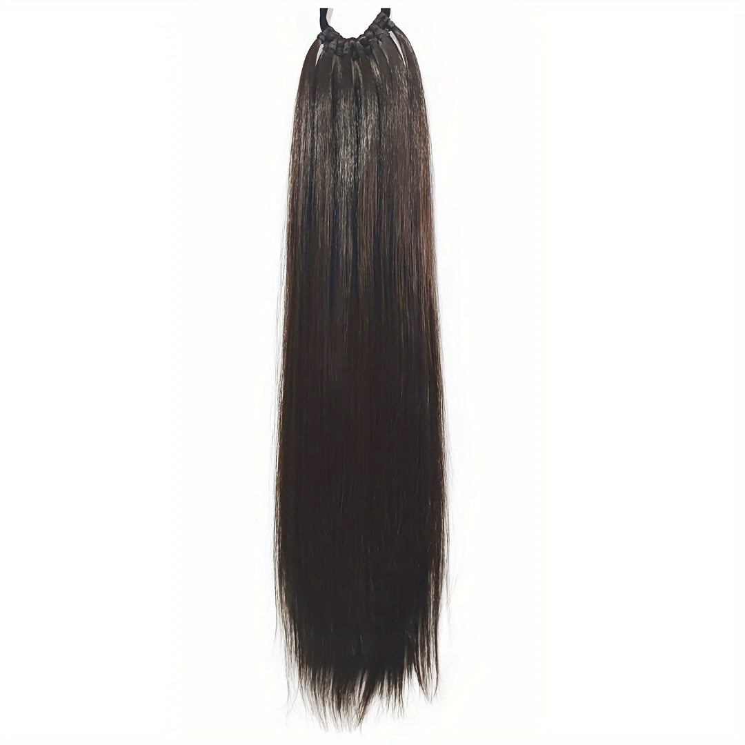 Elegant 60.96cm Long Straight Ponytail Extension for Women - Heat Resistant Synthetic Hair with Elastic Band - Versatile DIY Wrap-Around Style - Adds Volume & Length to Any Hairstyle, Ponytail Hair Extensions