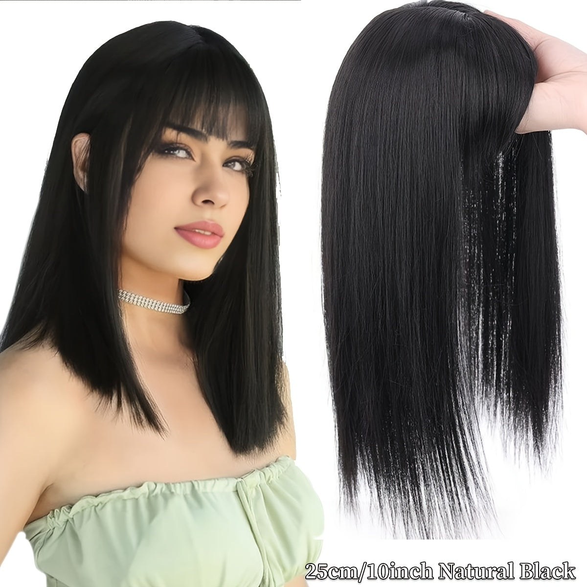Seamless 3D Clip-In Bangs - Natural Look Straight Synthetic Hair Pieces for Women, Invisible White Hair Cover, Hair Clips