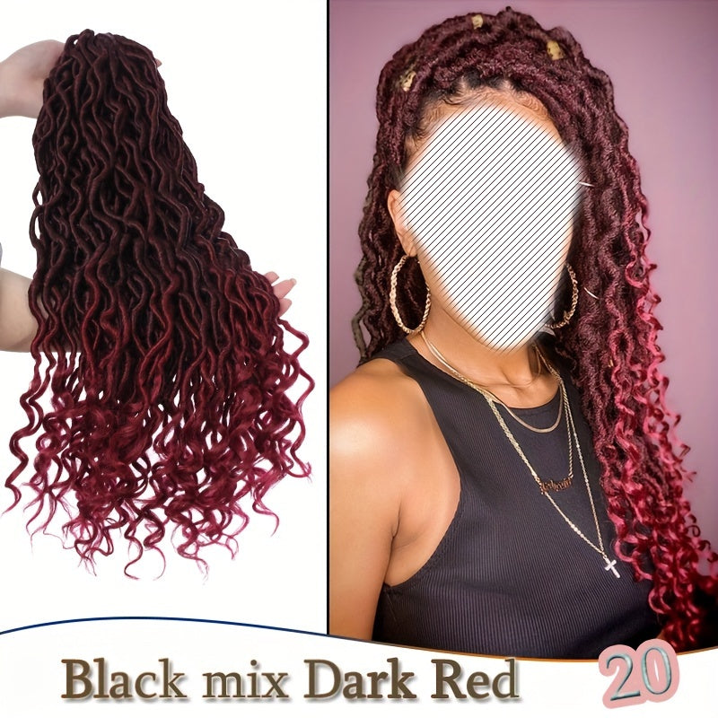 3Packs Goddess Box Braids Crochet Hair, 50.8 cm 40.64 cm Solid Ombre Boho Crochet Twist Braids Faux Locs With Curly Ends Dreadlocks 24 Strands/ Bulks For Black Women, Bohomian Box Braids Crochet Butterfly Locks Hair Extensions Soft Re-Looped