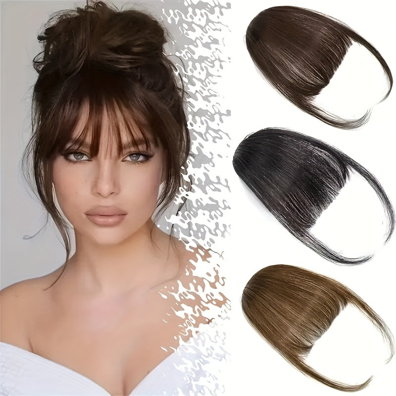 1pc Women'S Chic Clip-In Bangs, Lightweight Natural Look Loose Curl Multi-Style Basic Fashion Mini Hairpiece, High Temperature Fiber
