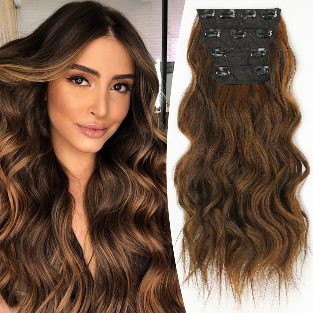 YUSULAXI Body Wave Heat Resistant High Temperature Fiber Hair Extension, 22 Inch Long, Ombre Color, for Women