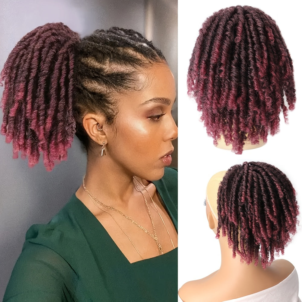 15.24 cm Short Dreadlocks Drawstring Ponytail Hair Extensions Synthetic Faux Locs Clip In Pony Tail Hair Piece for Women